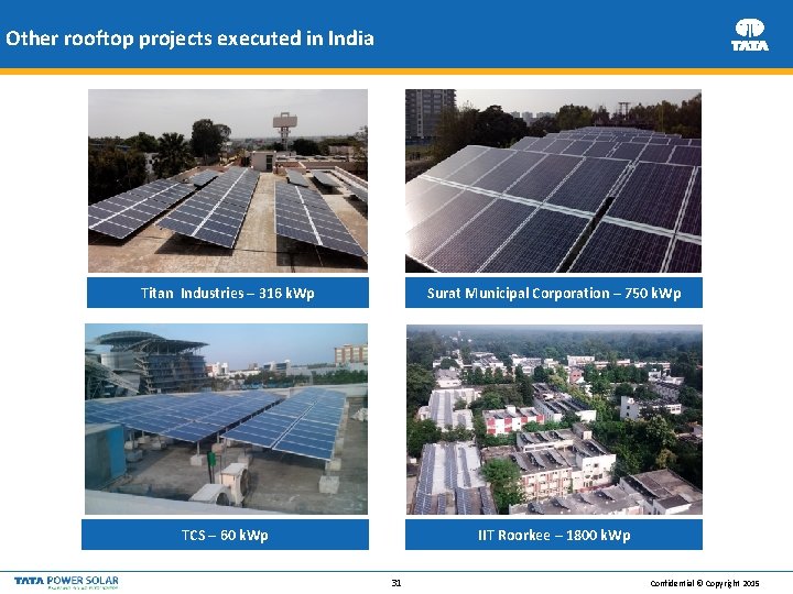 Other rooftop projects executed in India Titan Industries – 316 k. Wp Surat Municipal
