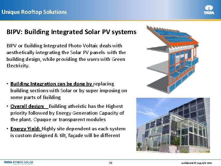Unique Rooftop Solutions BIPV: Building Integrated Solar PV systems BIPV or Building Integrated Photo