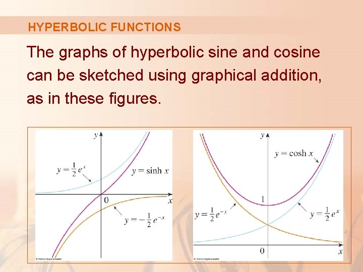 HYPERBOLIC FUNCTIONS The graphs of hyperbolic sine and cosine can be sketched using graphical