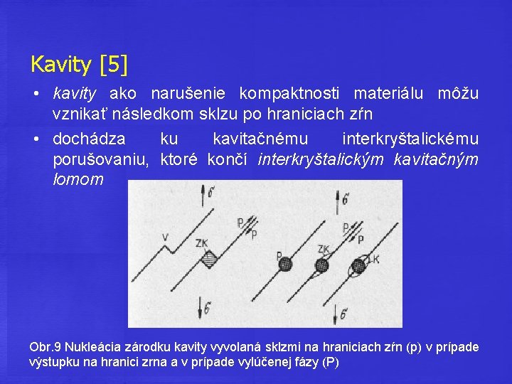 Kavity [5] • kavity ako narušenie kompaktnosti materiálu môžu vznikať následkom sklzu po hraniciach