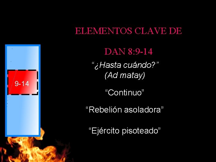 ELEMENTOS CLAVE DE DAN 8: 9 -14 “¿Hasta cuándo? ” (Ad matay) “Continuo” “Rebelión