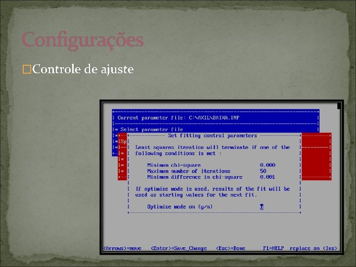 Configurações �Controle de ajuste 