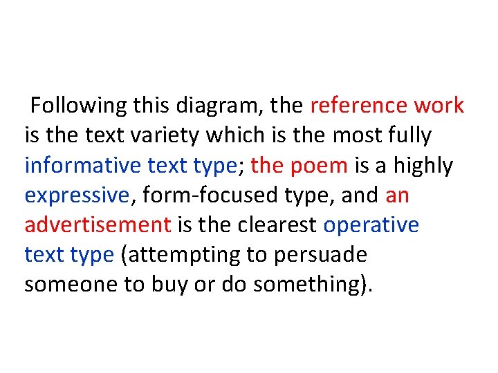 Following this diagram, the reference work is the text variety which is the most