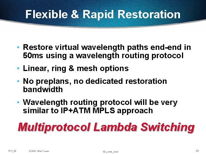 Flexible & Rapid Restoration • Restore virtual wavelength paths end-end in 50 ms using Flexible & Rapid Restoration • Restore virtual wavelength paths end-end in 50 ms using