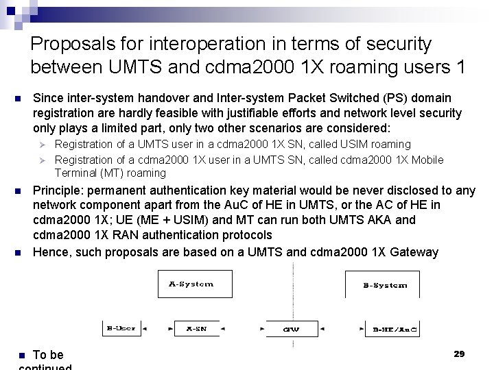 Proposals for interoperation in terms of security between UMTS and cdma 2000 1 X