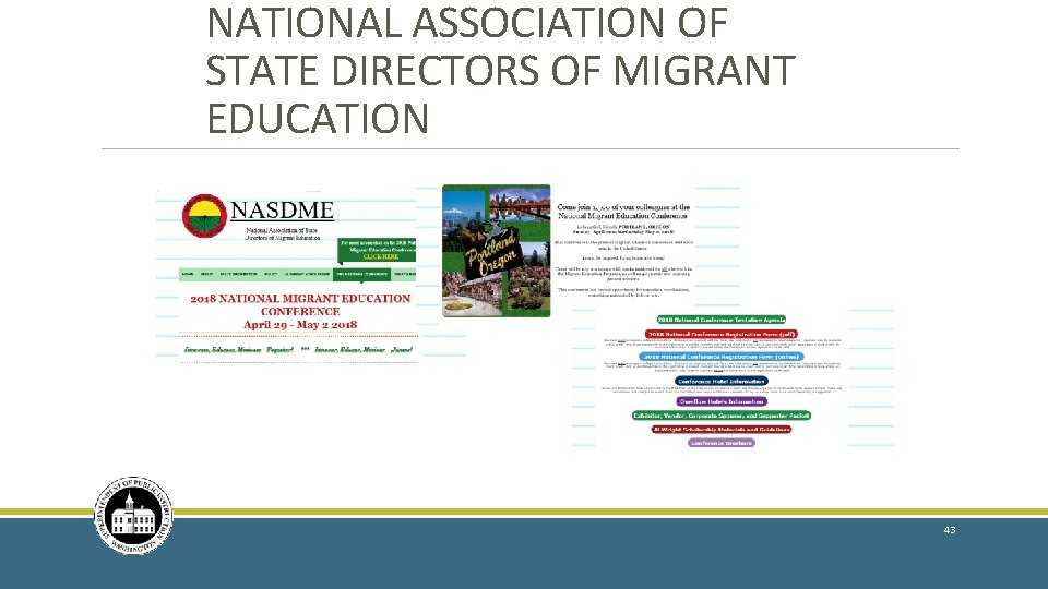 NATIONAL ASSOCIATION OF STATE DIRECTORS OF MIGRANT EDUCATION 43 