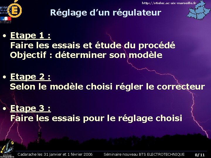 http: //stielec. ac-aix-marseille. fr Réglage d’un régulateur • Etape 1 : Faire les essais http: //stielec. ac-aix-marseille. fr Réglage d’un régulateur • Etape 1 : Faire les essais