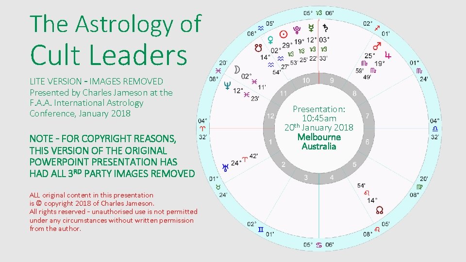 The Astrology of Cult Leaders LITE VERSION – IMAGES REMOVED Presented by Charles Jameson