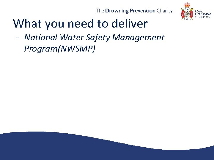 What you need to deliver - National Water Safety Management Program(NWSMP) 