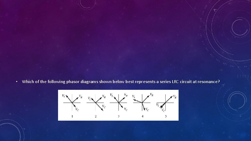  • Which of the following phasor diagrams shown below best represents a series