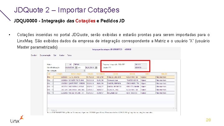 JDQuote 2 – Importar Cotações JDQU 0000 - Integração das Cotações e Pedidos JD