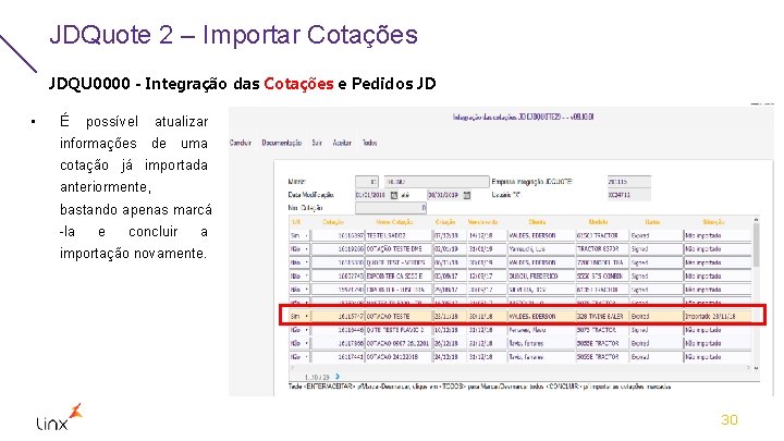 JDQuote 2 – Importar Cotações JDQU 0000 - Integração das Cotações e Pedidos JD