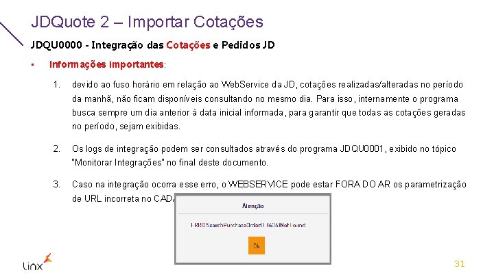 JDQuote 2 – Importar Cotações JDQU 0000 - Integração das Cotações e Pedidos JD