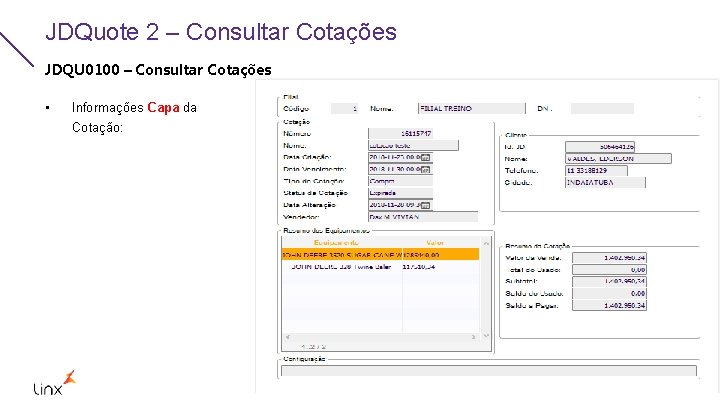 JDQuote 2 – Consultar Cotações JDQU 0100 – Consultar Cotações • Informações Capa da