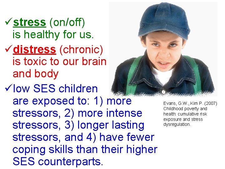 Stress and Distress üstress (on/off) is healthy for us. üdistress (chronic) is toxic to