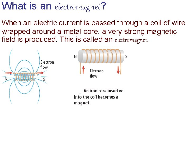 What is an electromagnet? When an electric current is passed through a coil of