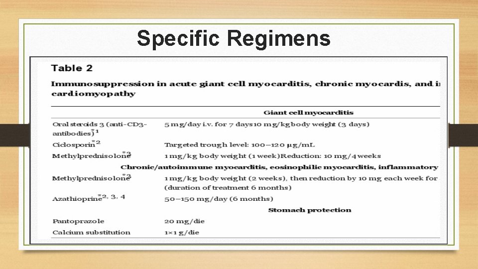 Specific Regimens 