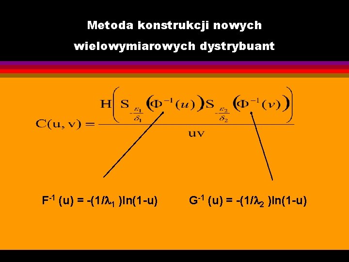 Metoda konstrukcji nowych wielowymiarowych dystrybuant F-1 (u) = -(1/ 1 )ln(1 -u) G-1 (u)