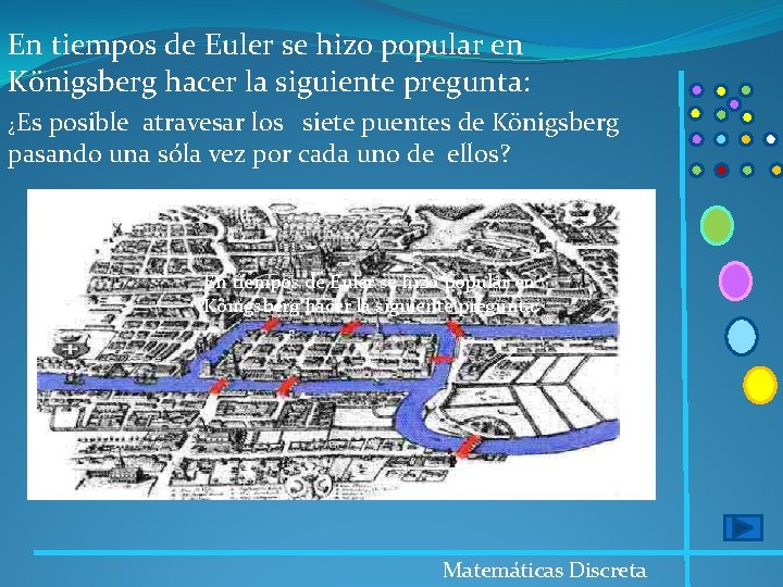 En tiempos de Euler se hizo popular en Königsberg hacer la siguiente pregunta: ¿Es