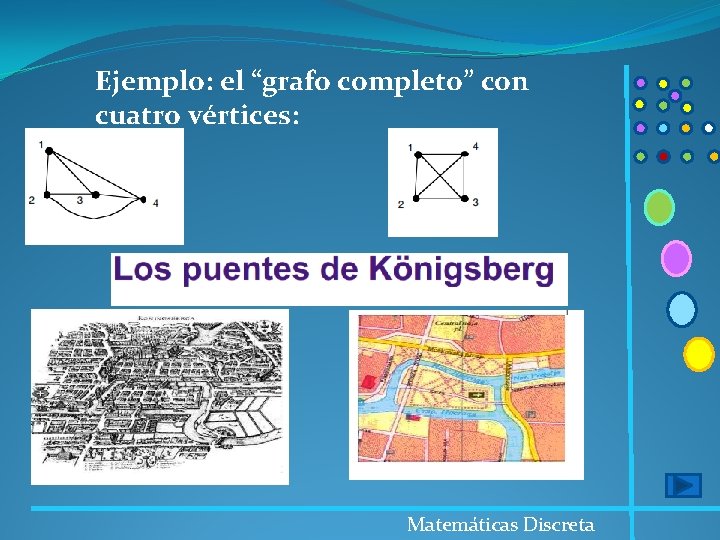 Ejemplo: el “grafo completo” con cuatro vértices: Matemáticas Discreta 