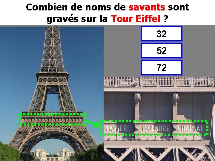 Combien de noms de savants sont savants gravés sur la Tour Eiffel ? Tour