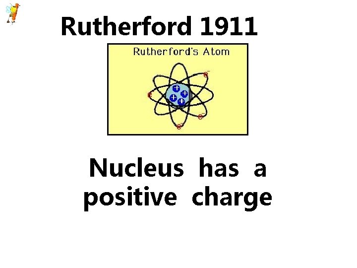 Rutherford 1911 Nucleus has a positive charge Rutherford 1911 Nucleus has a positive charge