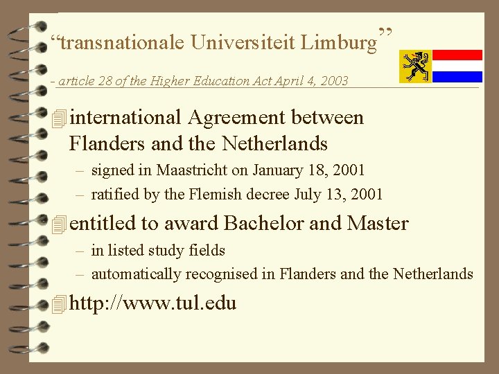 “transnationale Universiteit Limburg” - article 28 of the Higher Education Act April 4, 2003