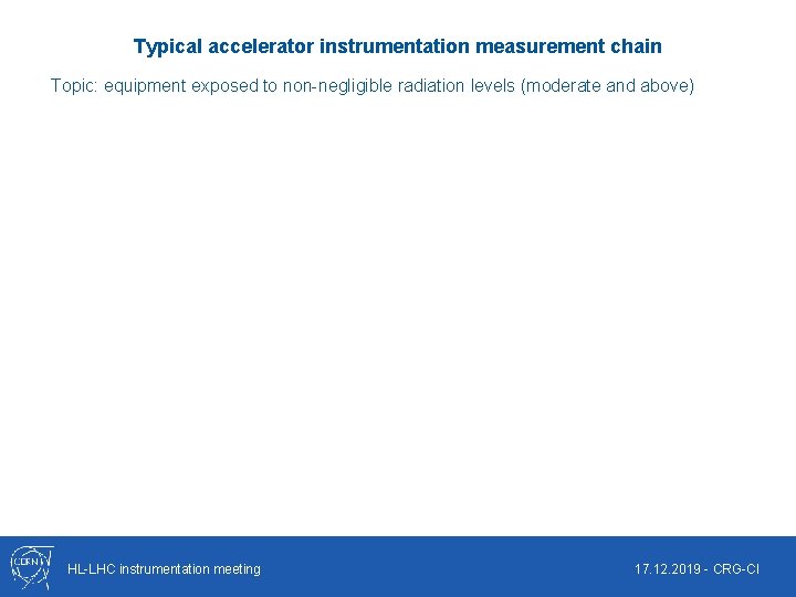 Typical accelerator instrumentation measurement chain Topic: equipment exposed to non-negligible radiation levels (moderate and