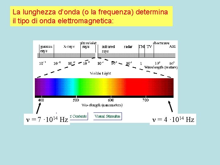La lunghezza d’onda (o la frequenza) determina il tipo di onda elettromagnetica: = 7