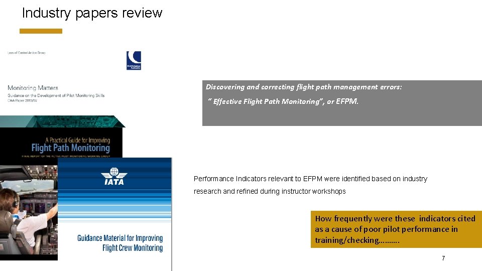 Industry papers review Discovering and correcting flight path management errors: “ Effective Flight Path