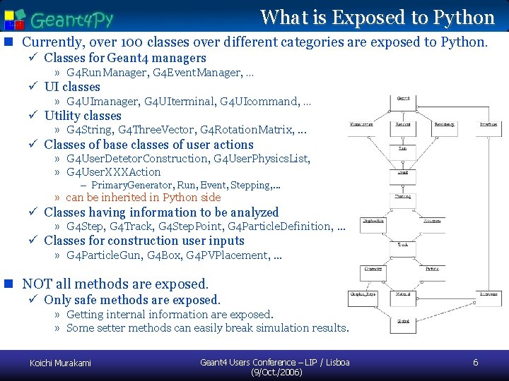 What is Exposed to Python n Currently, over 100 classes over different categories are