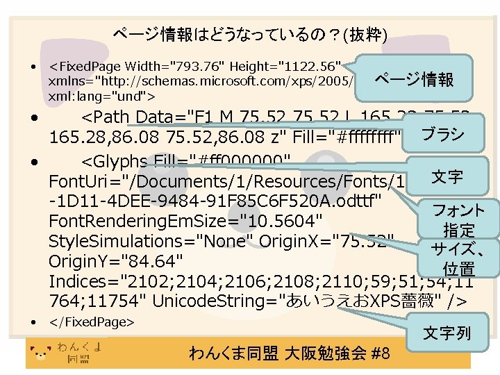 ページ情報はどうなっているの？(抜粋) • <Fixed. Page Width="793. 76" Height="1122. 56" xmlns="http: //schemas. microsoft. com/xps/2005/06"ページ情報 xml: lang="und">