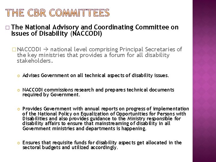 � The National Advisory and Coordinating Committee on Issues of Disability (NACCODI) � NACCODI � The National Advisory and Coordinating Committee on Issues of Disability (NACCODI) � NACCODI