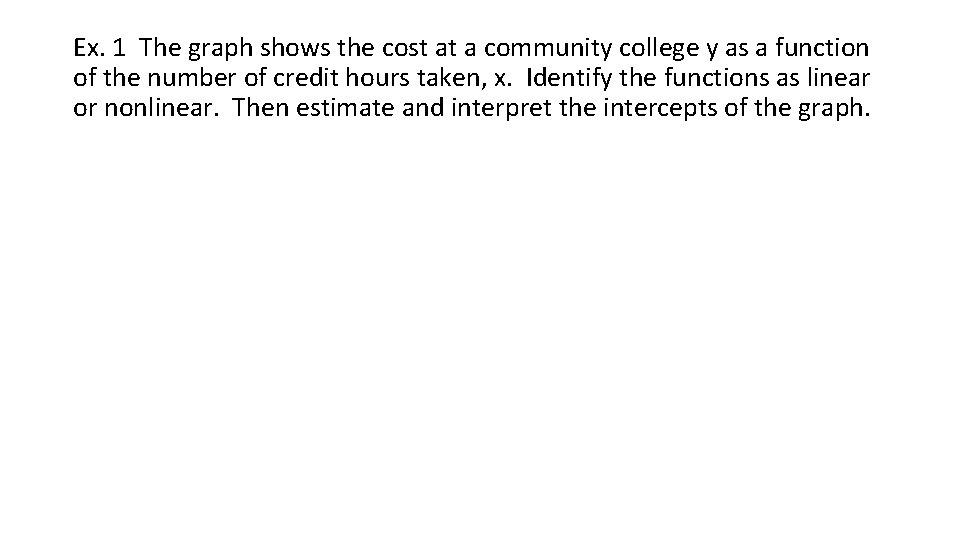 Ex. 1 The graph shows the cost at a community college y as a