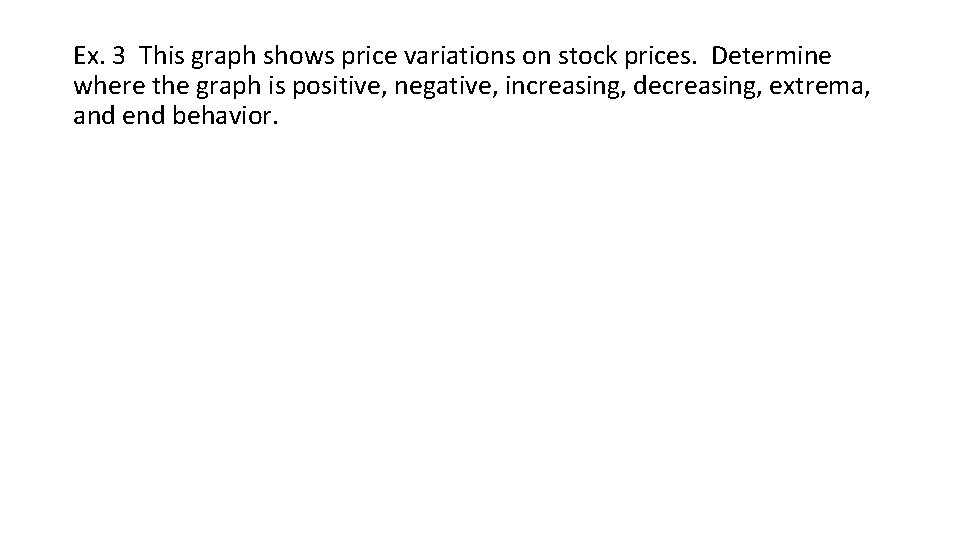 Ex. 3 This graph shows price variations on stock prices. Determine where the graph