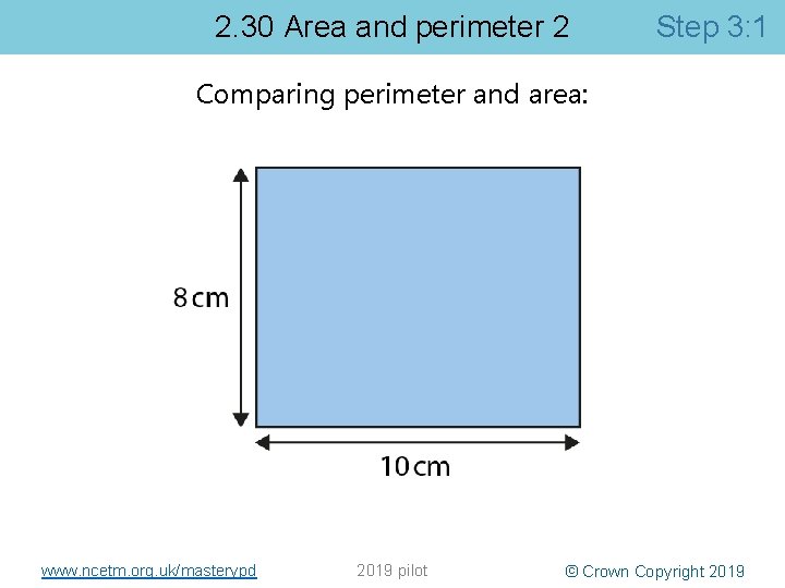2. 30 Area and perimeter 2 Step 3: 1 Comparing perimeter and area: www.