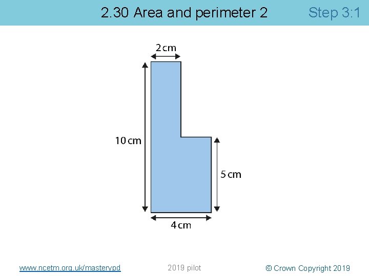 2. 30 Area and perimeter 2 www. ncetm. org. uk/masterypd 2019 pilot Step 3: