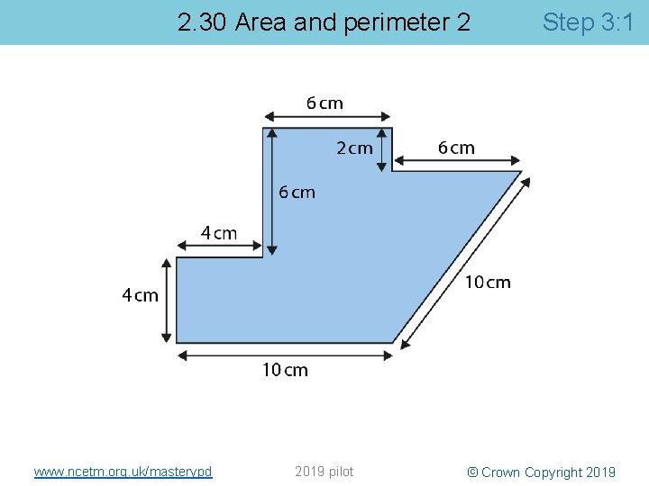 2. 30 Area and perimeter 2 www. ncetm. org. uk/masterypd 2019 pilot Step 3: