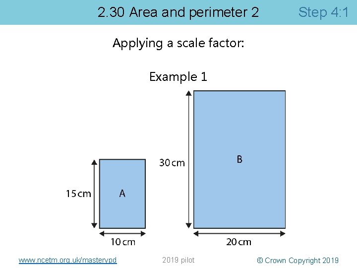 2. 30 Area and perimeter 2 Step 4: 1 Applying a scale factor: Example