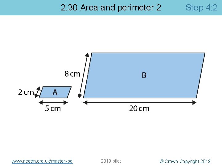 2. 30 Area and perimeter 2 www. ncetm. org. uk/masterypd 2019 pilot Step 4: