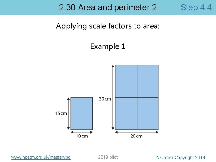 2. 30 Area and perimeter 2 Step 4: 4 Applying scale factors to area: