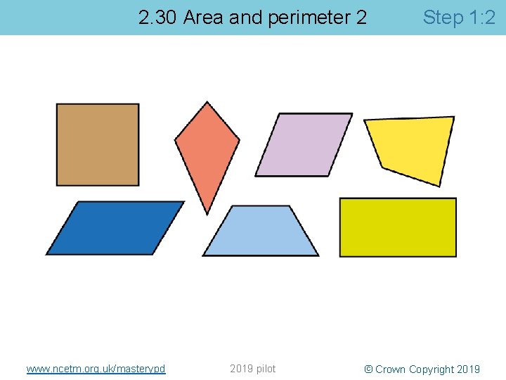 2. 30 Area and perimeter 2 www. ncetm. org. uk/masterypd 2019 pilot Step 1: