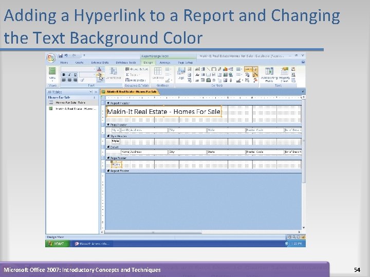 Adding a Hyperlink to a Report and Changing the Text Background Color Microsoft Office Adding a Hyperlink to a Report and Changing the Text Background Color Microsoft Office