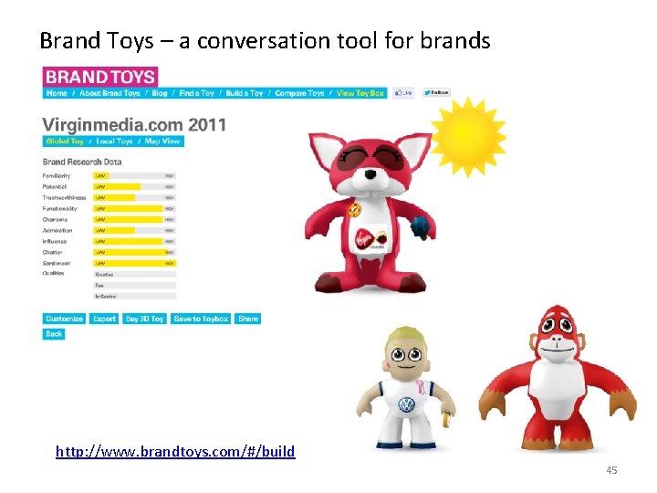 Brand Toys – a conversation tool for brands http: //www. brandtoys. com/#/build 45 