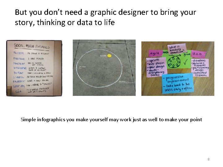 But you don’t need a graphic designer to bring your story, thinking or data