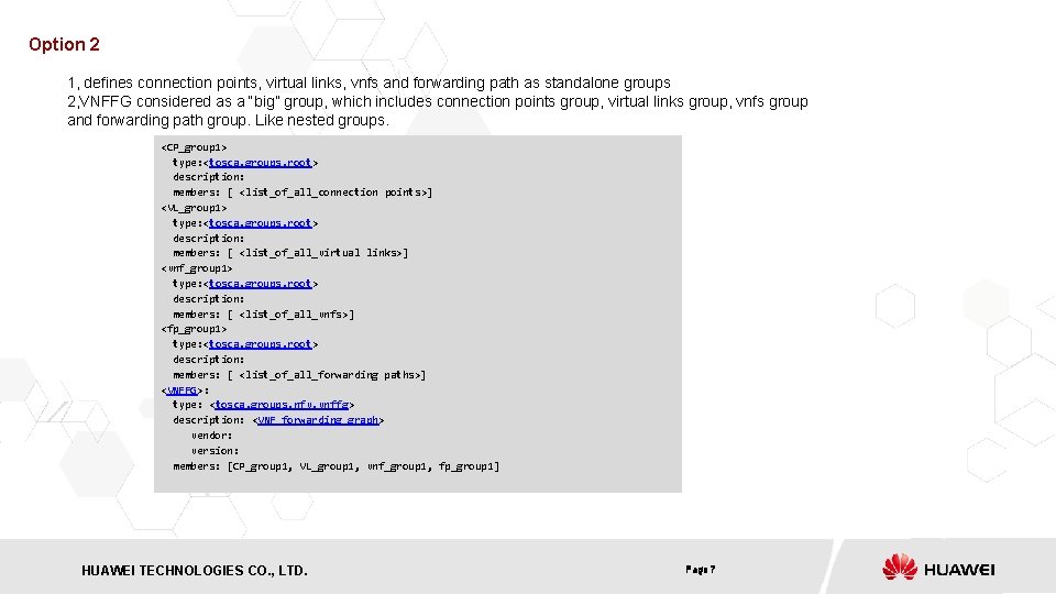 Option 2 1, defines connection points, virtual links, vnfs and forwarding path as standalone