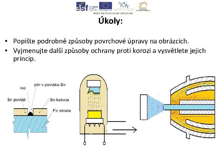 Úkoly: • Popište podrobně způsoby povrchové úpravy na obrázcích. • Vyjmenujte další způsoby ochrany