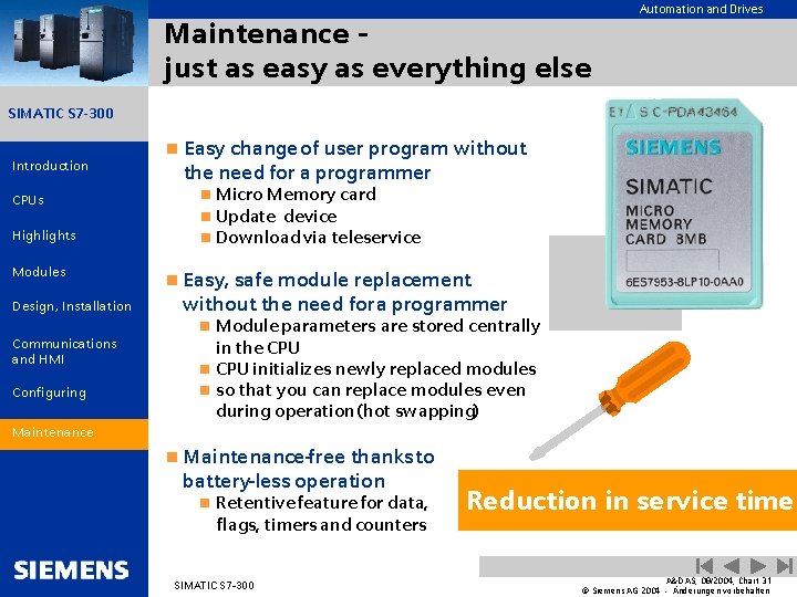 Automation and Drives Maintenance just as easy as everything else SIMATIC S 7 -300