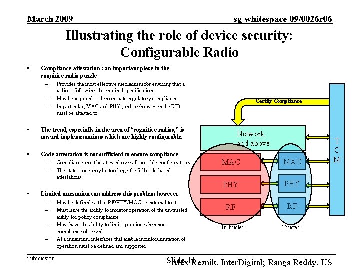 March 2009 sg-whitespace-09/0026 r 06 Illustrating the role of device security: Configurable Radio •