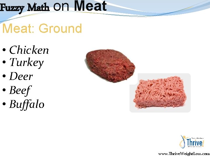 Fuzzy Math on Meat: Ground • Chicken • Turkey • Deer • Beef •